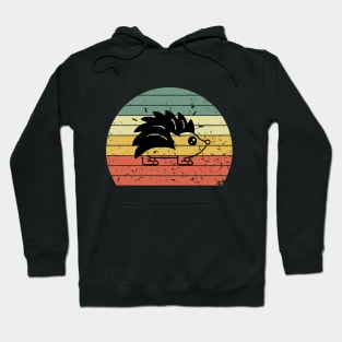 Retro Vintage Sunset Hedgehog Silhouette Hoodie